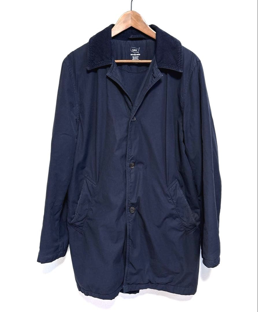 S.K.U セーブカーキユナイテッド ステンカラーコート　ネイビー　S