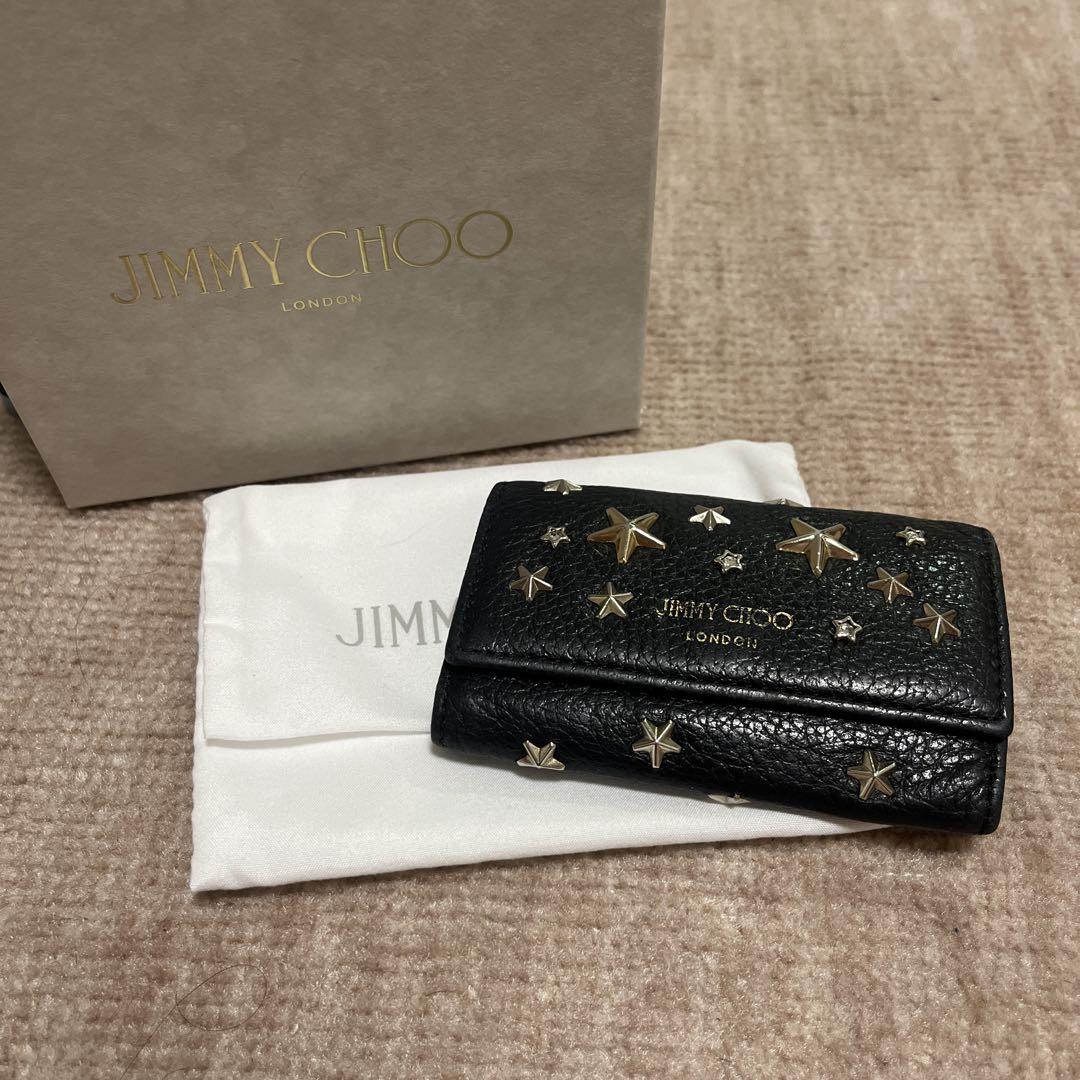 JIMMY CHOO ブラックレザーキーリング新品 Black グレイニー カーフレザー・キーチャーム |WARREN |2018年