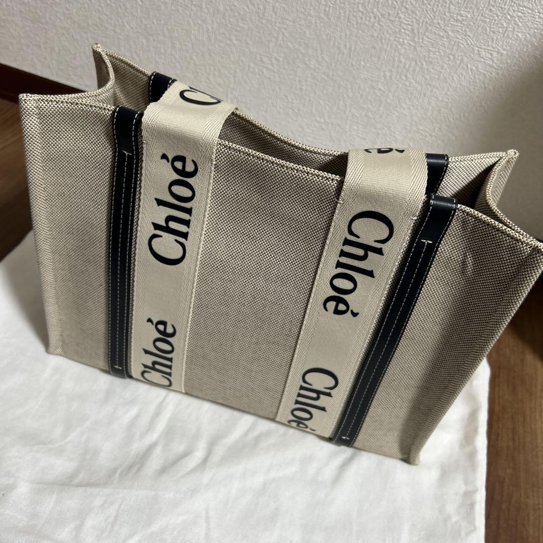 【SALE中】Chloé ベージュ ストライプ トートバッグ