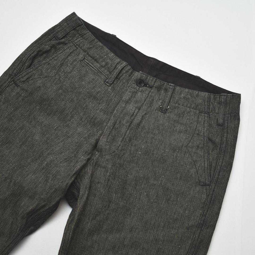 【美品】 バーガスプラス 綿 リネン ヘリンボーン スラックス トラウザー 31
