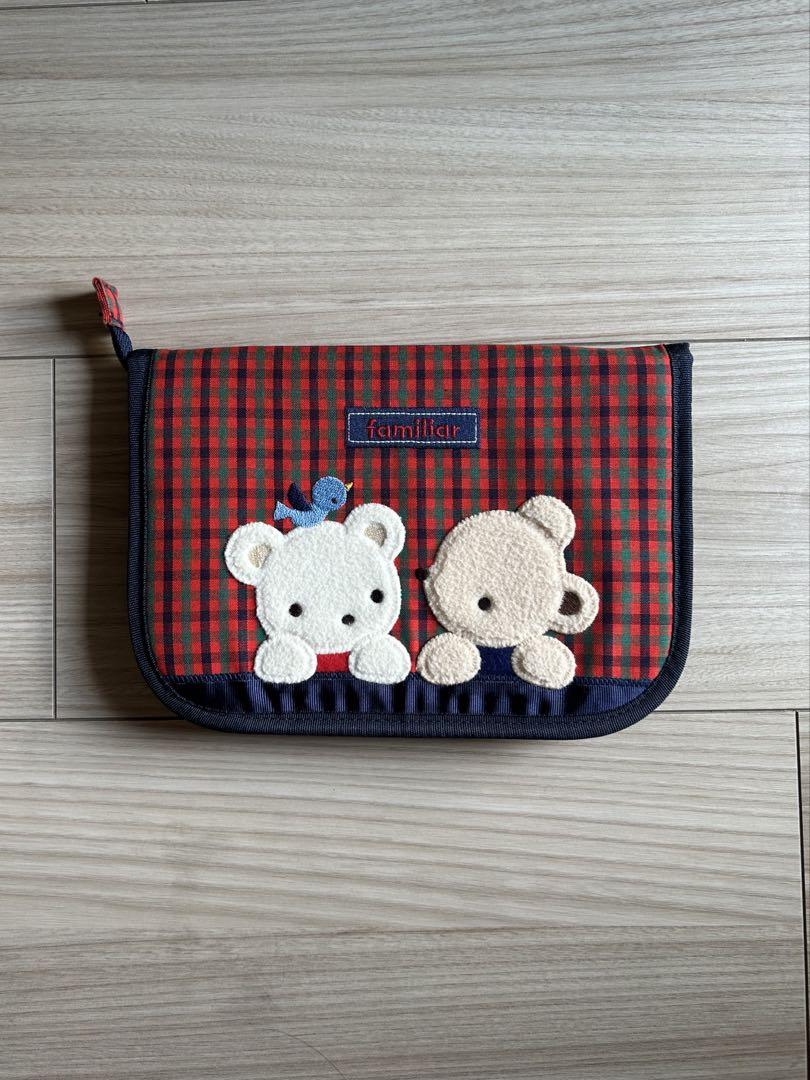 美品　Familiar 母子手帳ケース クマ刺繍　現行モデル familiar 母子手帳ケース ネイビー - メルカリ