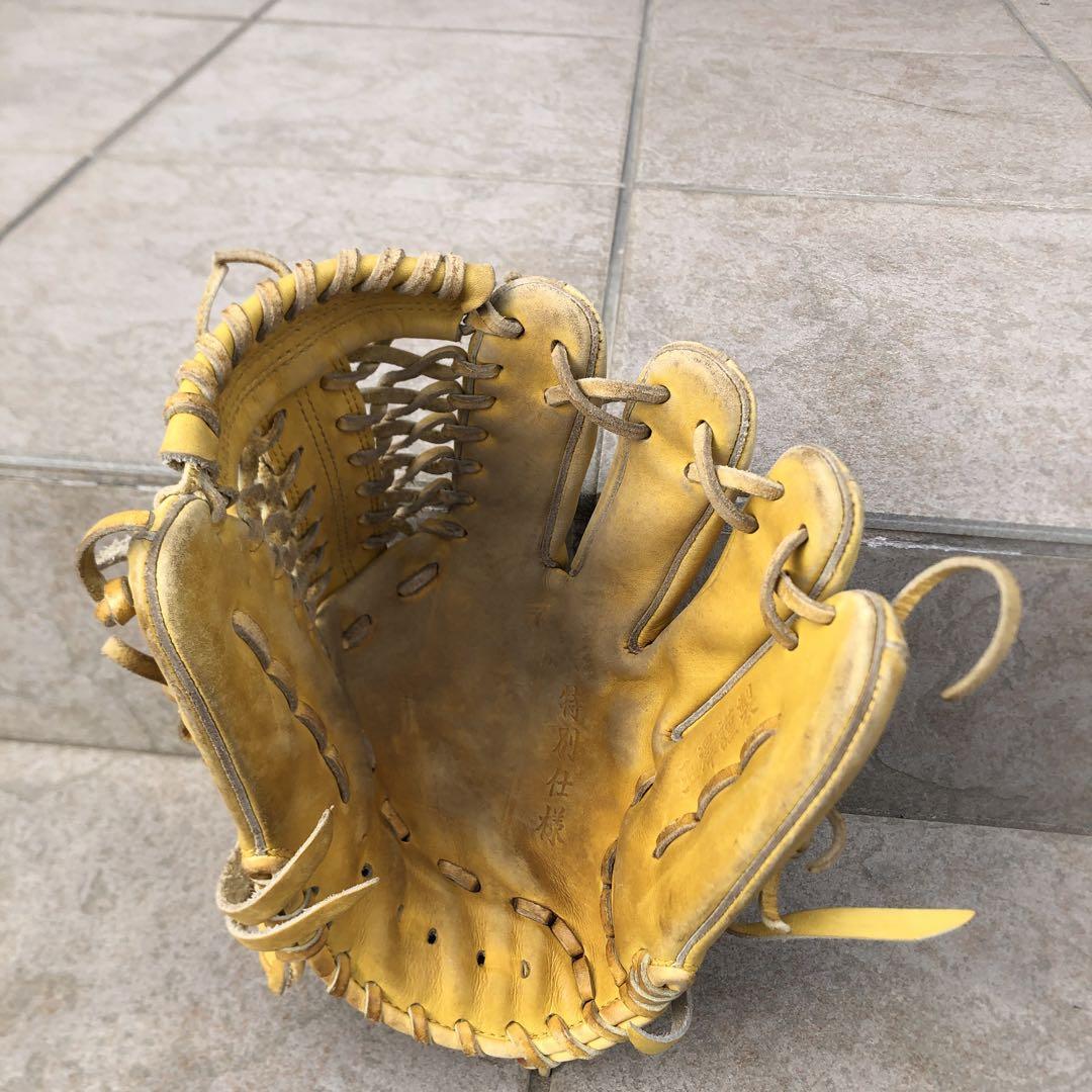 イエロー レザー 硬式グローブ
