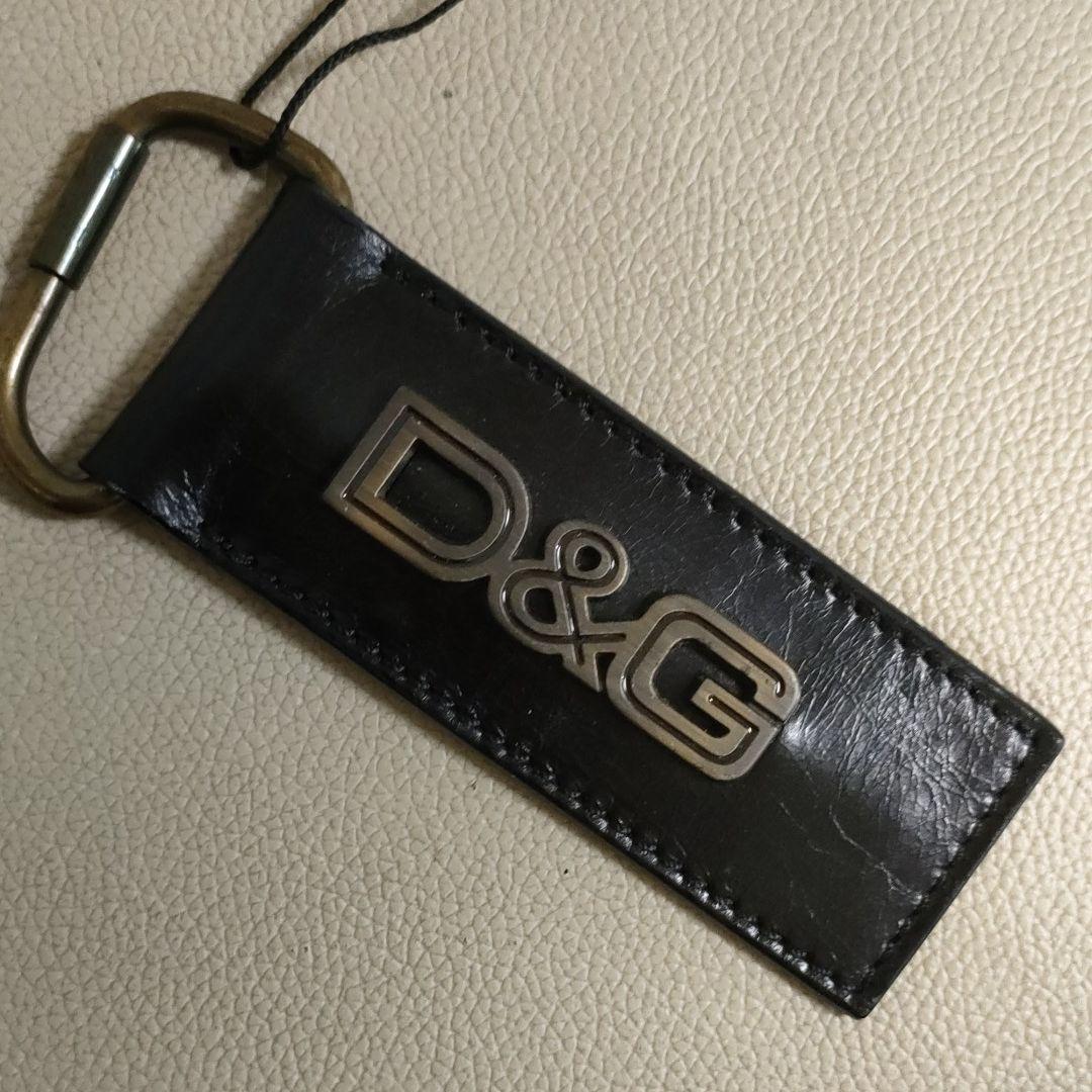 D&G キーホルダー　黒革　ゴールド金具　新品未使用　箱あり