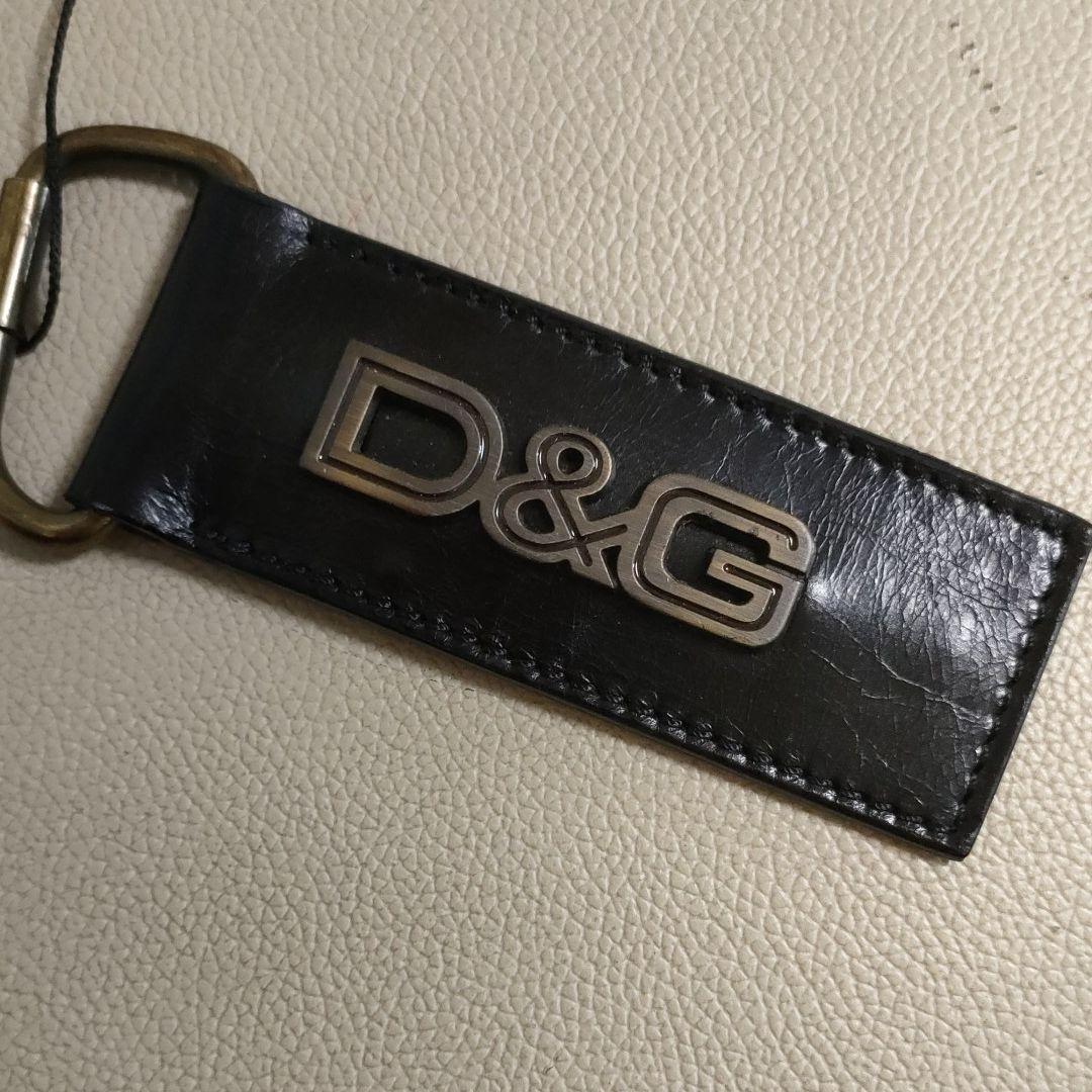 D&G キーホルダー　黒革　ゴールド金具　新品未使用　箱あり