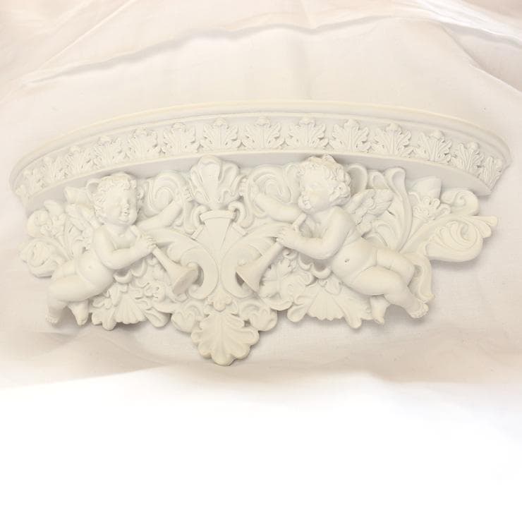 k754r122 ラッパを吹く天使 壁掛けシェルフ エンジェルレリーフ ホワイト 天使 の ラッパ 壁掛け コンソール エンジェル k754r122 ラッパを吹く