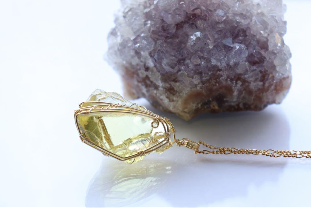 アンダラクリスタルワイヤージュエリーネックレス✧セレスチャルイエロー✧ペンダント