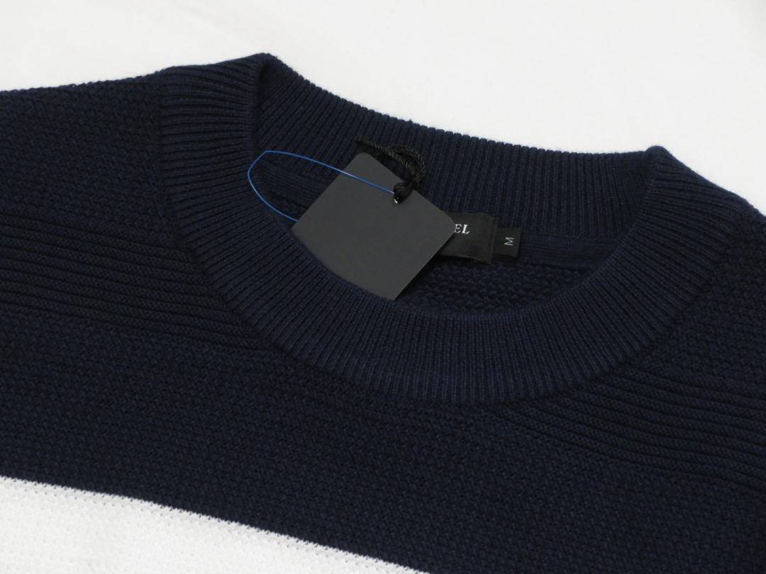 ブラックレーベル 　ボーダー柄長袖ニットセーター　M　紺白青灰　30,800円