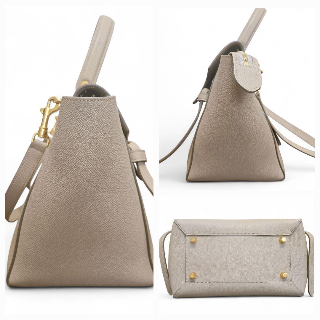 CELINE 2WAY ベルトバッグ ミニ グレージュ セリーヌ ベルトバッグ ミニ レザー 2WAYハンドバッグ グレー