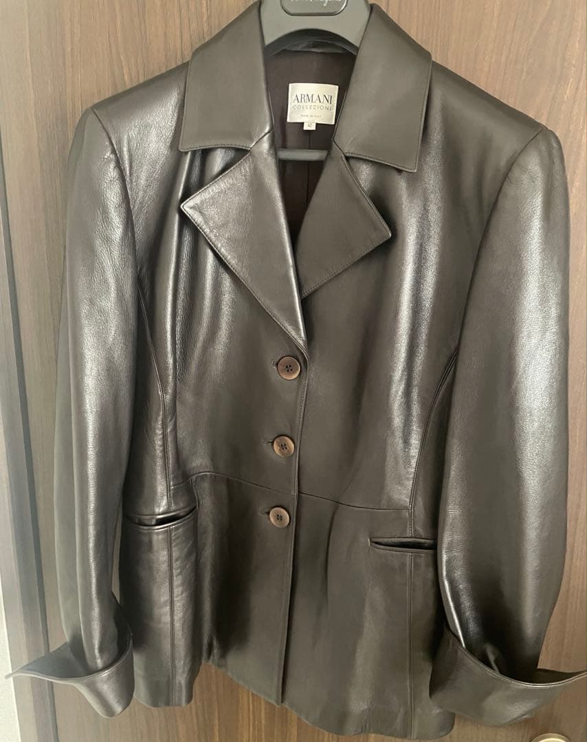 イタリア製 アルマーニ コレツォーニ レザージャケットXL LL ARMANI COLLEZIONI