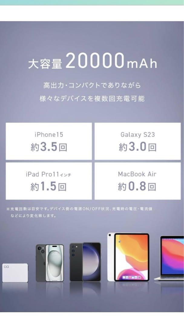 モバイルバッテリー新品未使用　20000mah 最小型