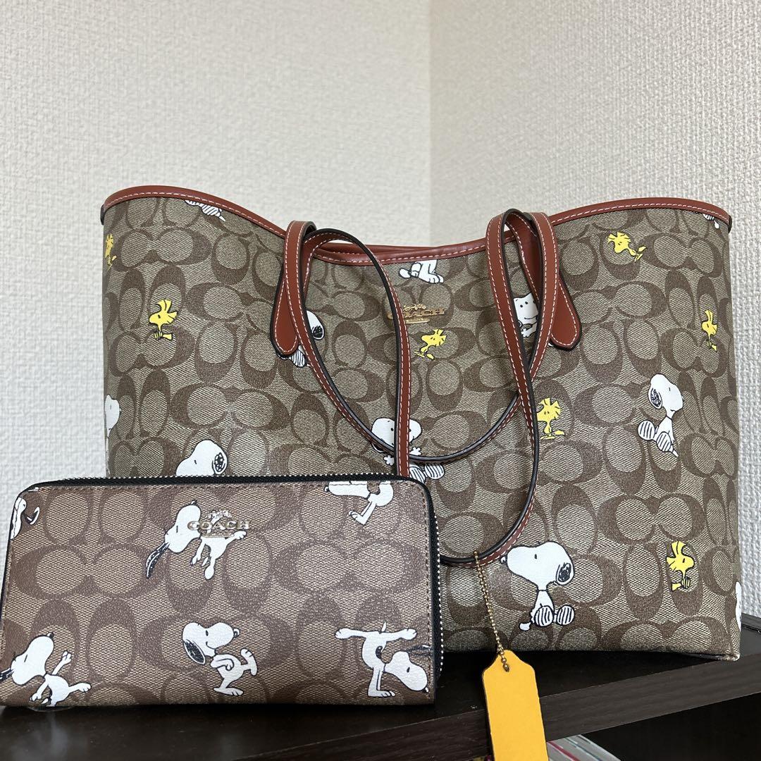 coach スヌーピー バック 財布 セット