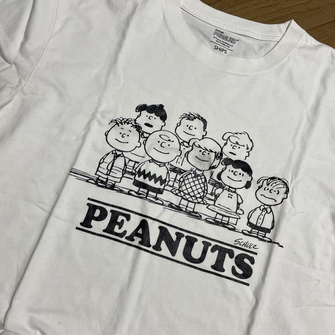 ピーナッツ Tシャツ ships チャーリーブラウン　ルーシー　古着　L 白
