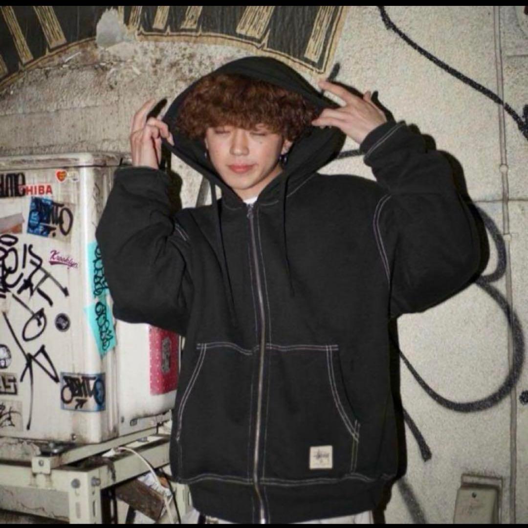 stussy DOUBLE FACE LABEL ZIP HOODIE