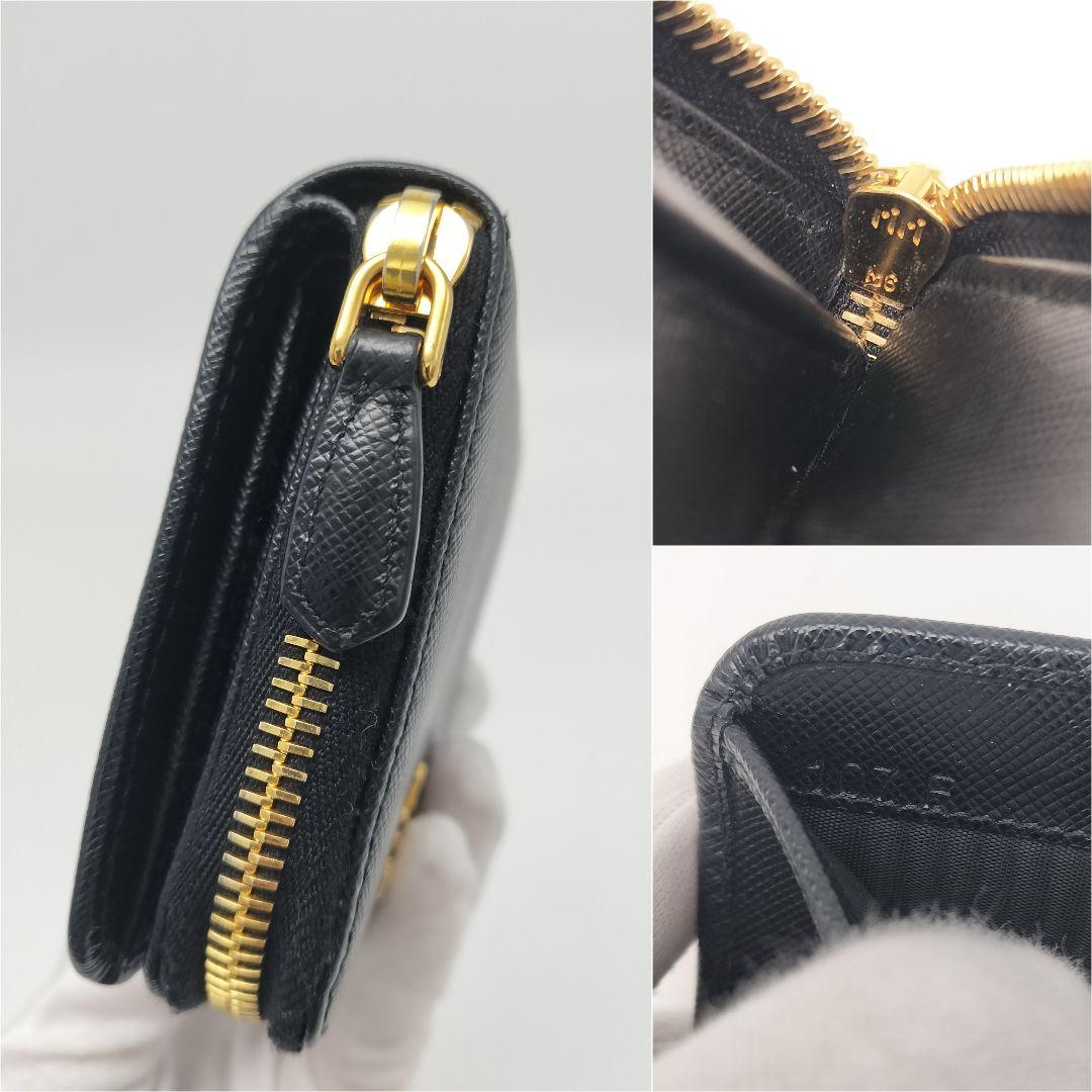 未使用に近い✨プラダ　折り財布　レザー　ブラック　黒