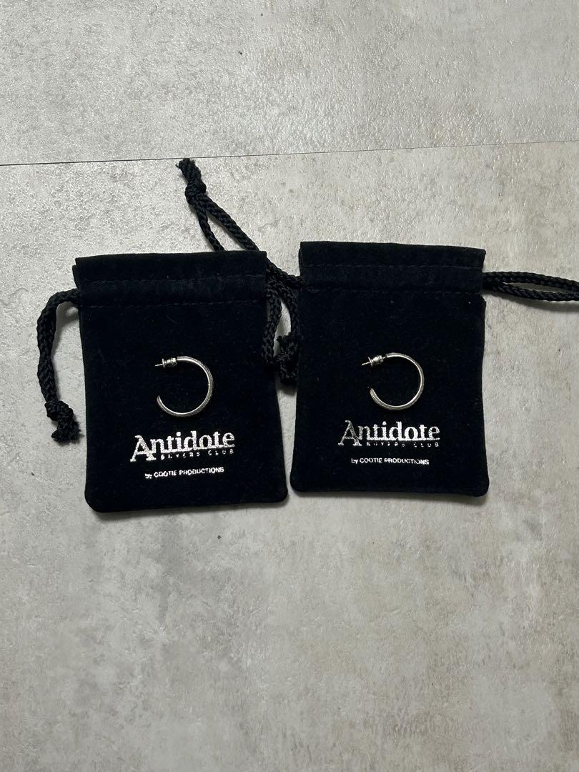 Antidote engraved hoop earring 2個セット
