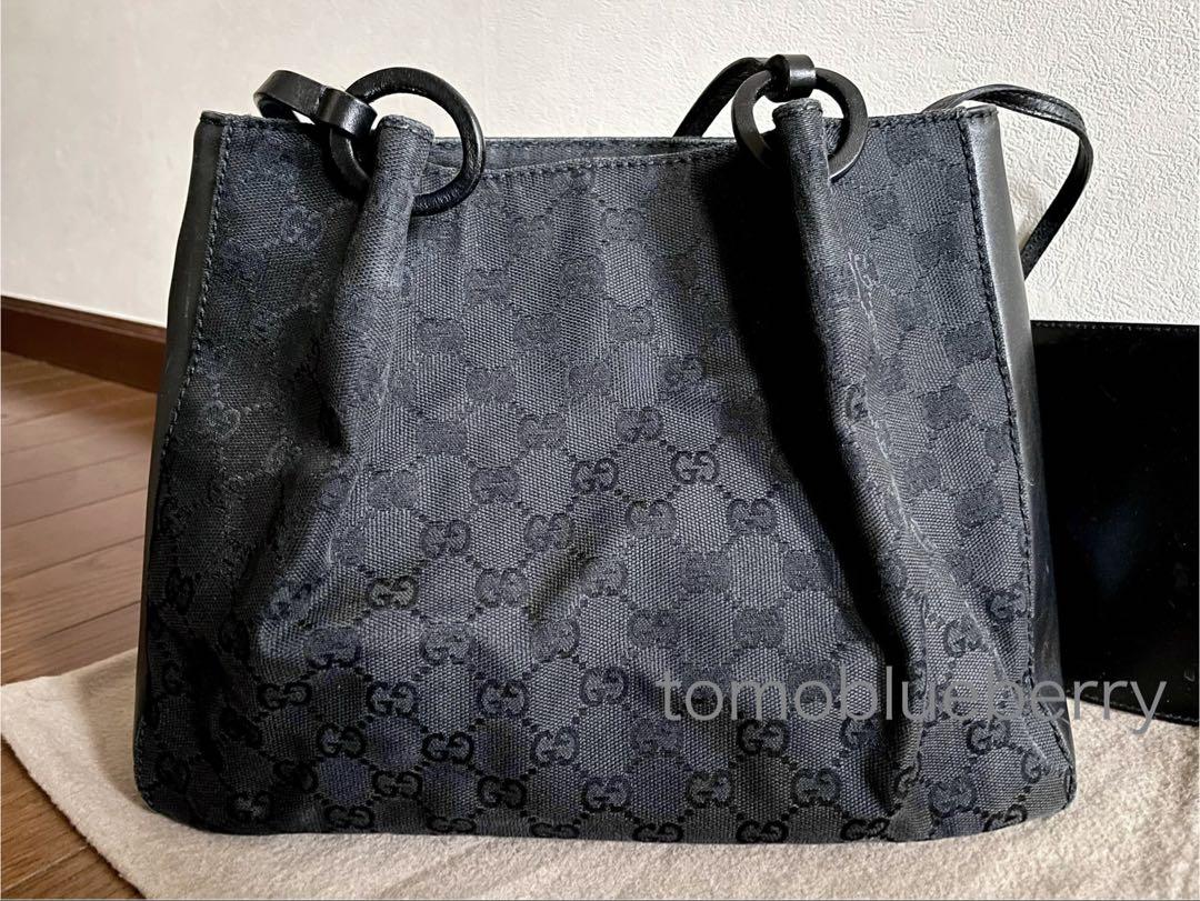 GUCCIグッチ GGキャンバスショルダートートバッグ＊黒