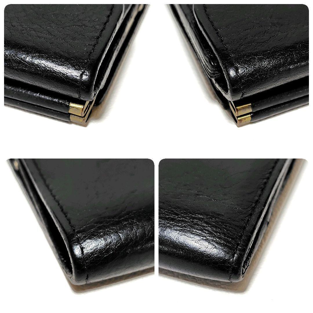 イルビゾンテ　折り財布　黒　レザー　がま口　金ボタン　ロゴ型押し