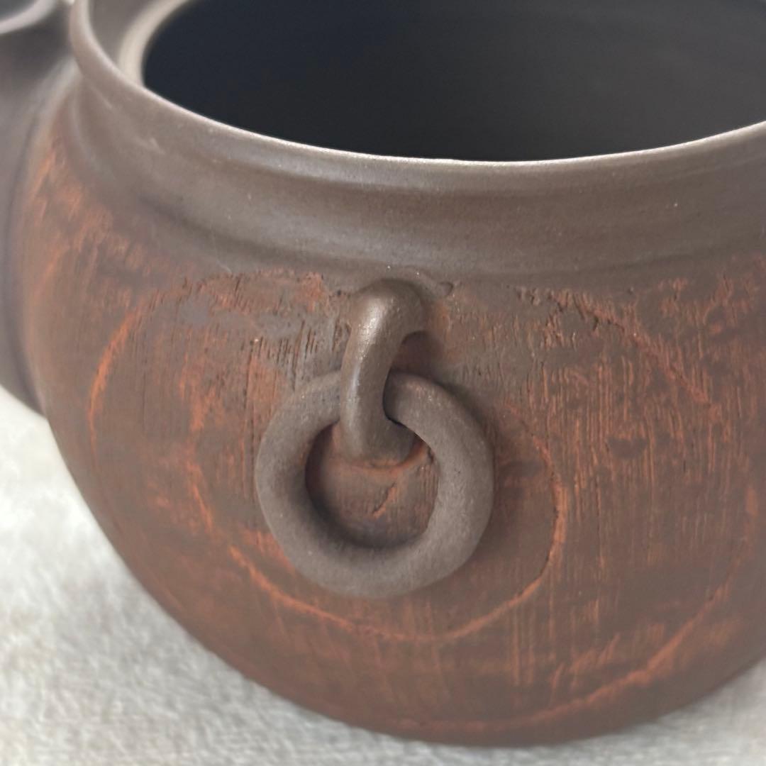 常滑焼 名工 杉江陶寿 木目文 急須 唐物 紫砂 在銘 耳付 茶器 高さ7cm 常滑焼 名工 杉江陶寿 木目文 急須 唐物 紫砂 在銘 耳付 茶器 高さ7cm