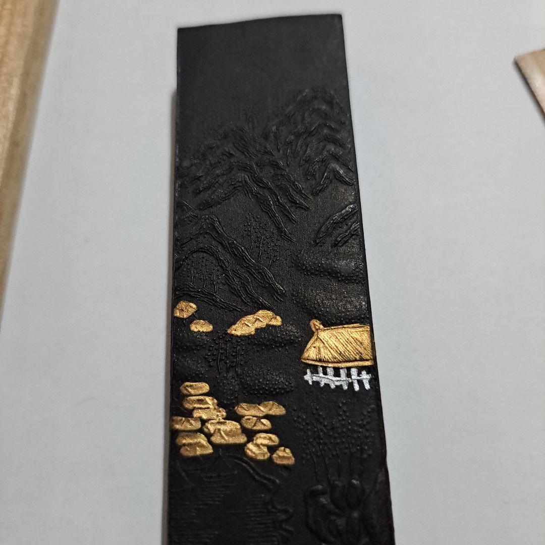 書道具　厳島堂造　極上　雅墨　黒墨　厳島神社　本金彩　色絵天女廊図
