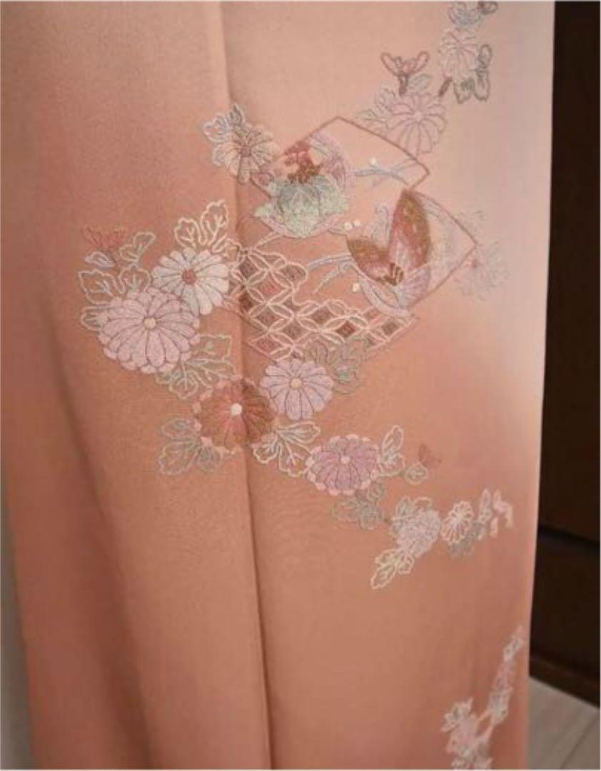 薄ピンクぼかし地 相良刺繍・鳥・花 訪問着