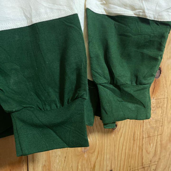 超激得定番 ラガーシャツ ポロシャツ USA古着 90s ボーダーロゴ 緑 長袖 シャツ nJubP-m54173102280 お得NEW
