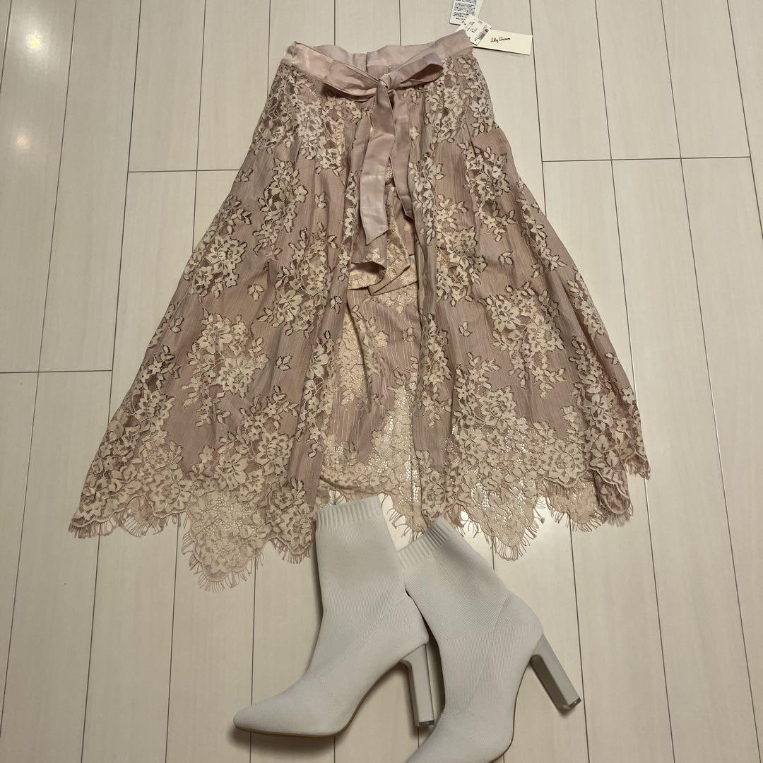 リリーブラウン　ピンク レース 花柄 ショートパンツ　スカー　スナイデル