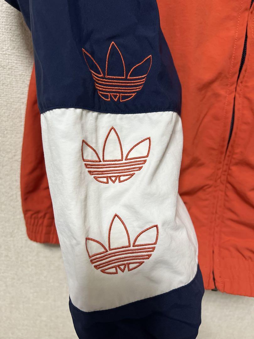 adidas ナイロンジャケット XL ネイビー/オレンジ
