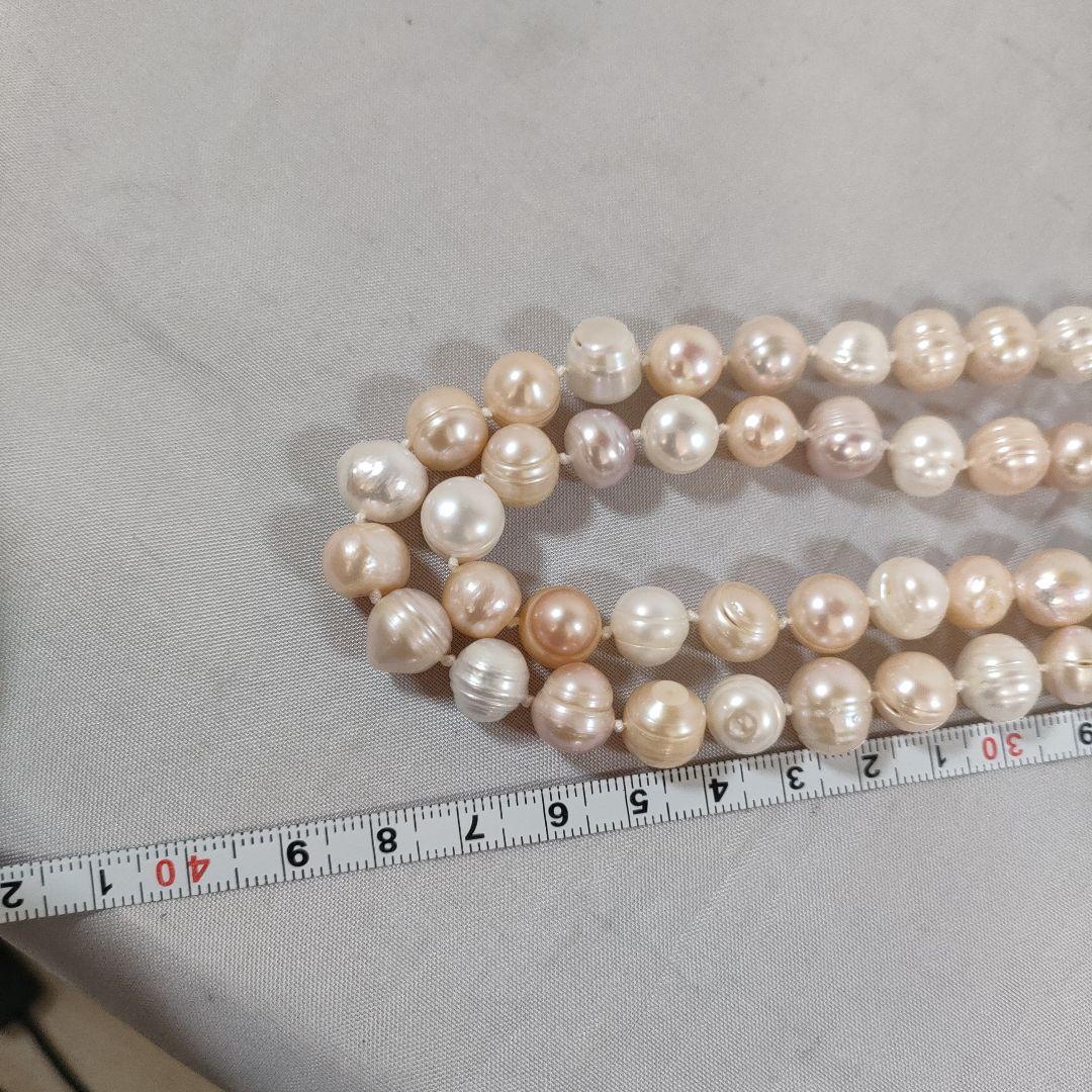 【新品】 ひ633 超美品 本真珠 バロック マルチカラー 超ロング アクセサリー