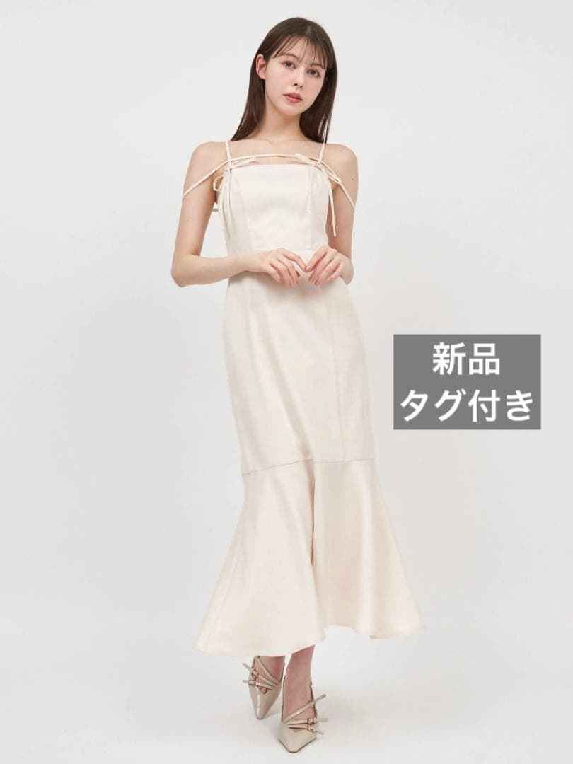 サマーツイードカットアウトキャミワンピース　ロイヤルパーティー　白　美品　ロング