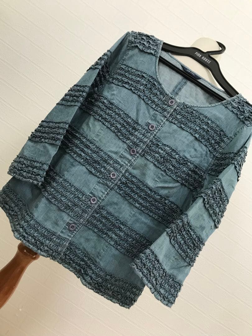 ピンクハウス ピコフリル多数 デニム ジャケット 4 L サイズL PINK HOUSE