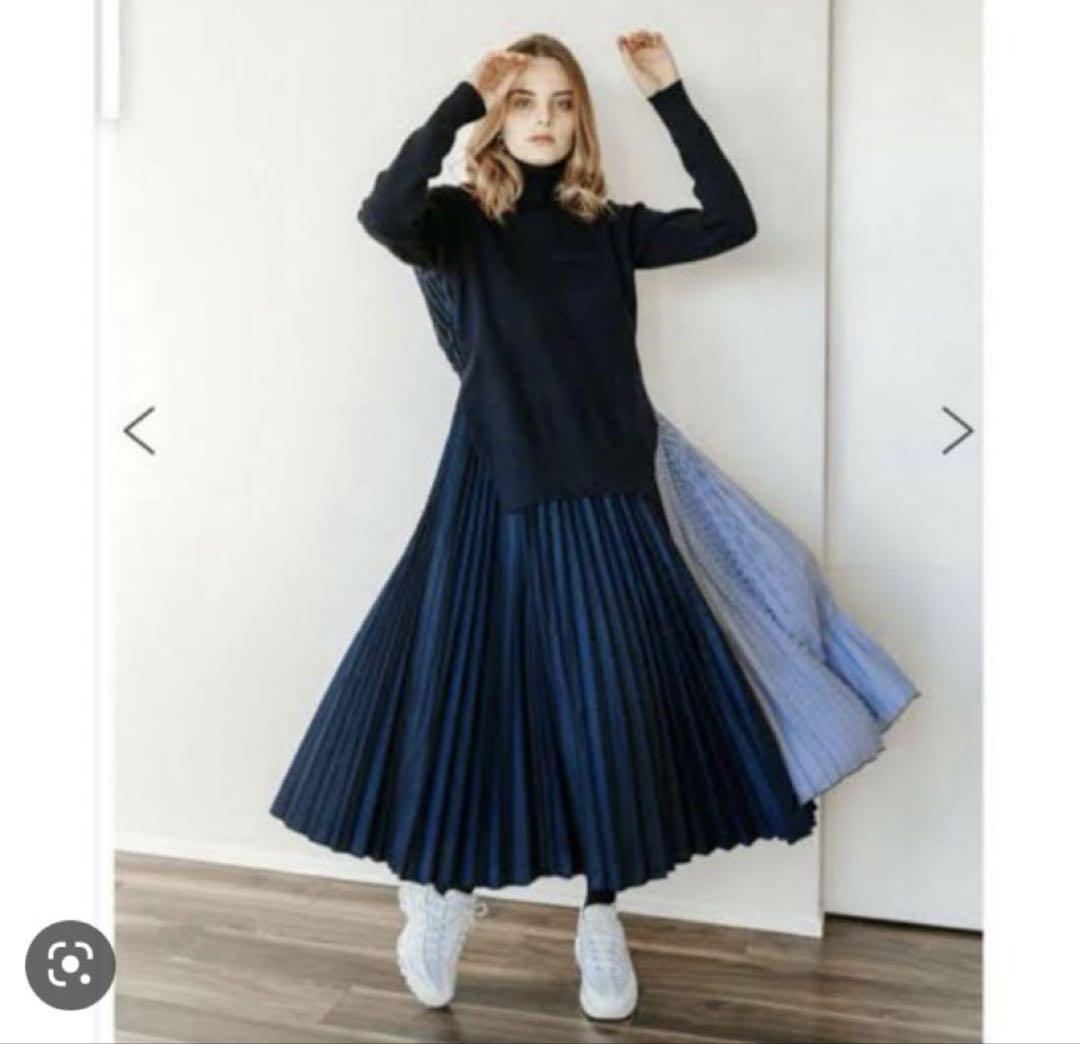 新品✨】特価✨】romile プリーツニットワンピース　ネイビー romile プリーツニットワンピース ネイビー ストライプ - メルカリ
