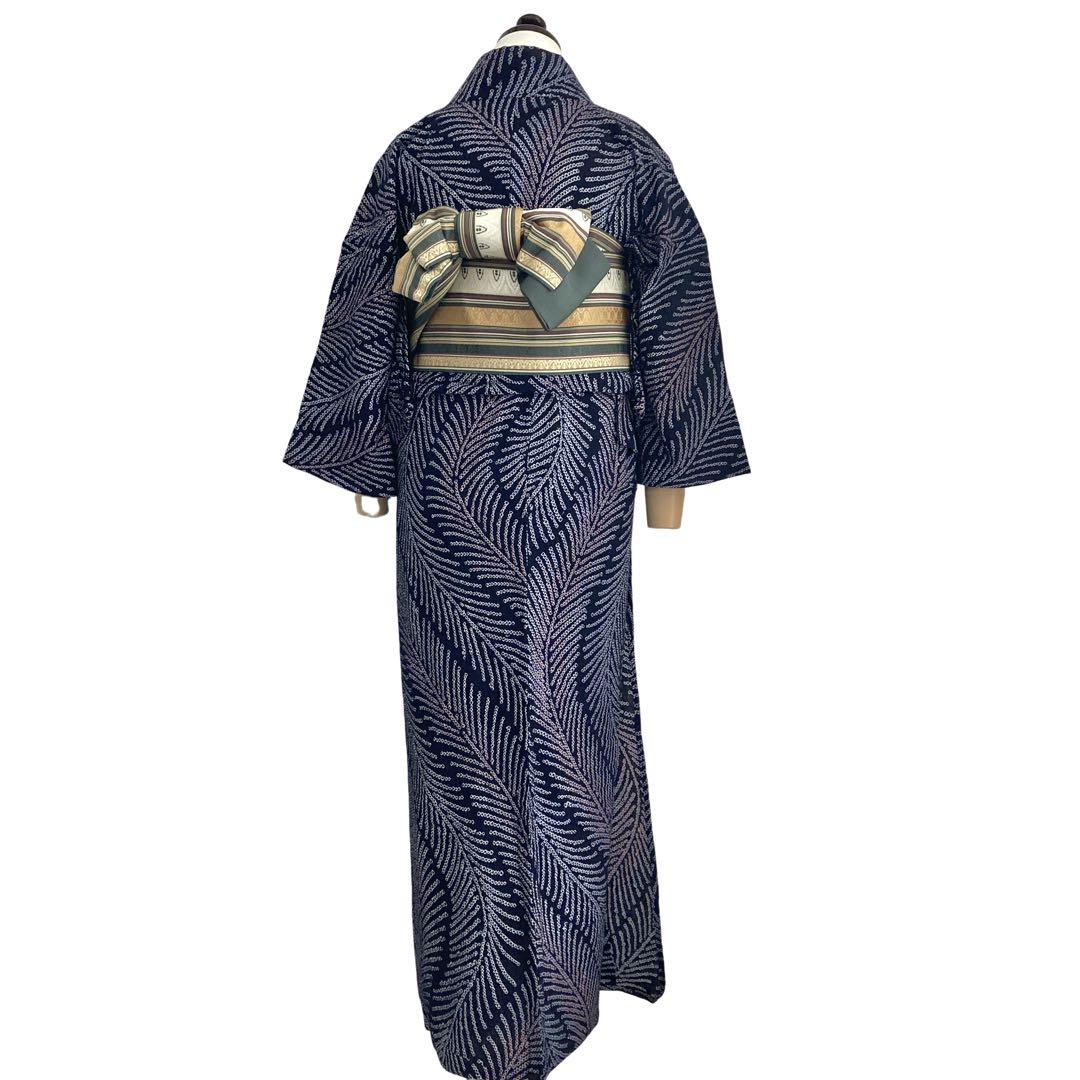 ™️19 レトロ　羽模様　有松絞り　絞り染め　絞り浴衣
