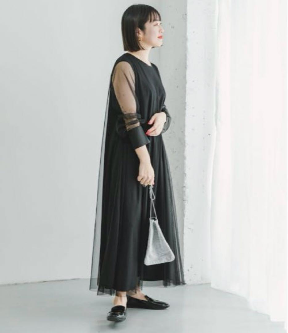 ITEMS URBANRESEARCHチュールレイヤードロングスリーブワンピース