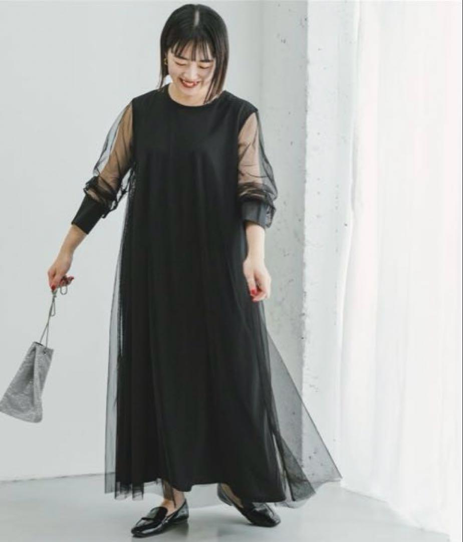 ITEMS URBANRESEARCHチュールレイヤードロングスリーブワンピース