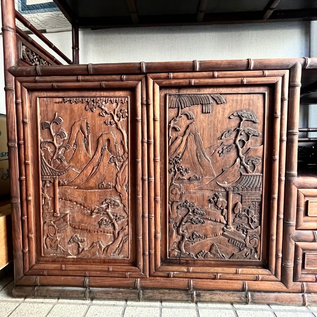 最高級 大阪唐木指物 紫檀 茶棚 茶箪笥 飾り棚 サイドボード