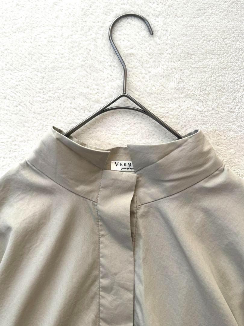 ヴェルメイユパーイエナ　高密度ブロードドルマンスリーブシャツ　ブラウス　ベージュ