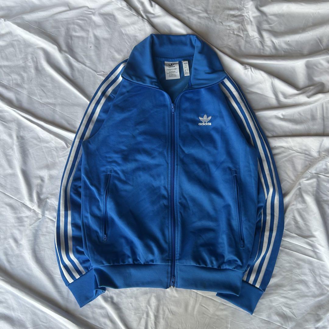 90's adidas 青 ストライプ トラックジャケット　ジャージジャケット