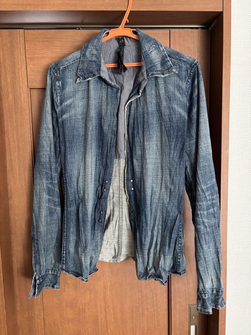 wjk デニムジャケット　フック　シワ加工
