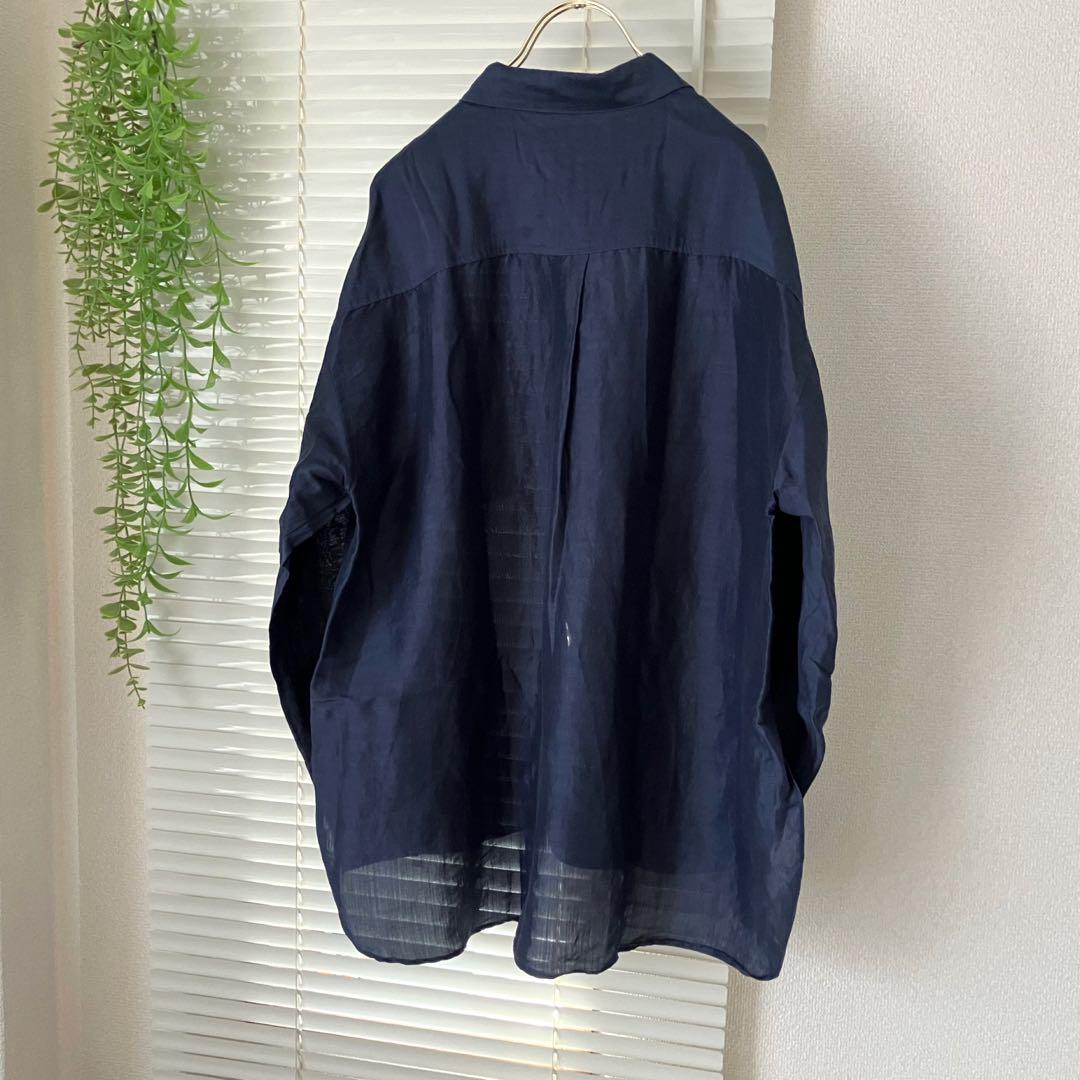 【美品】IENA ラミーリヨセルスリットシャツ 38 ネイビー