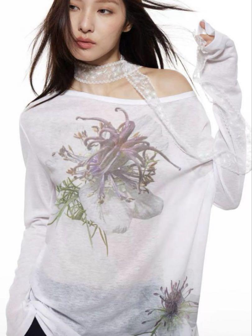 417　6/14 Flower print long sleeve M