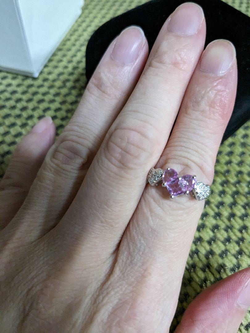 ⭕試着のみ k14WG ピンクサファイヤ×ダイヤ1.25ct，0.10ctリング