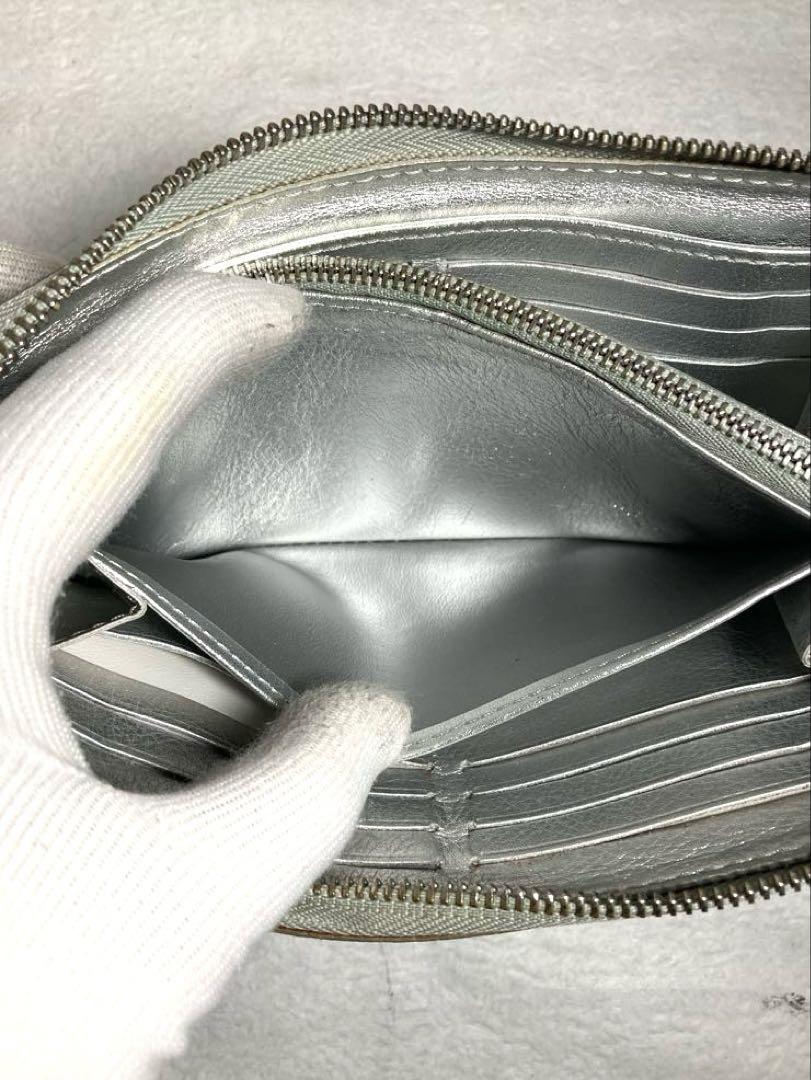 ルイヴィトン　スハリ　ジッピーウォレット　ラウンドファスナー　長財布　シルバー