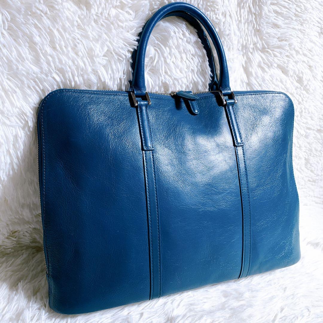 【美品】ビジネスレザーファクトリー 本革 スリム ビジネスバッグ A4収納