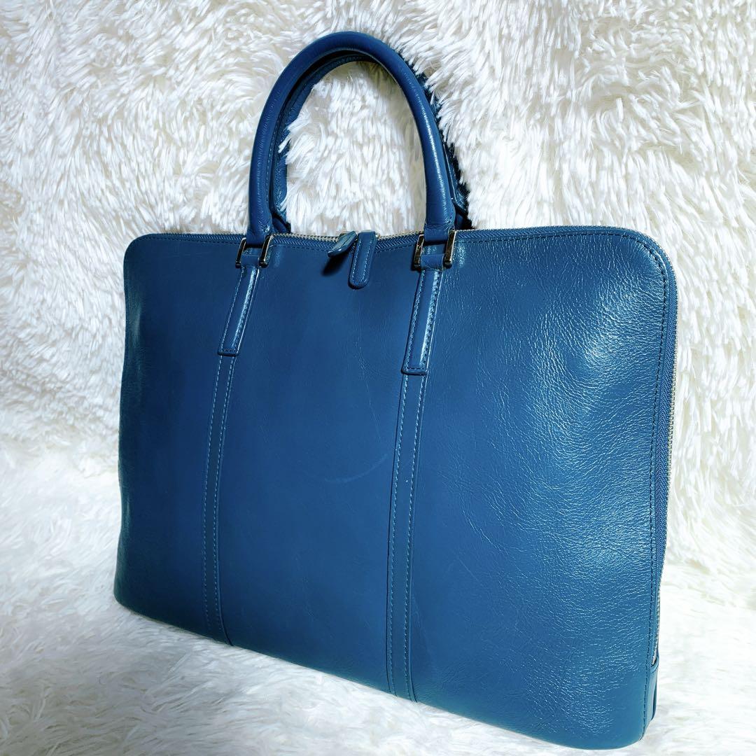 【美品】ビジネスレザーファクトリー 本革 スリム ビジネスバッグ A4収納
