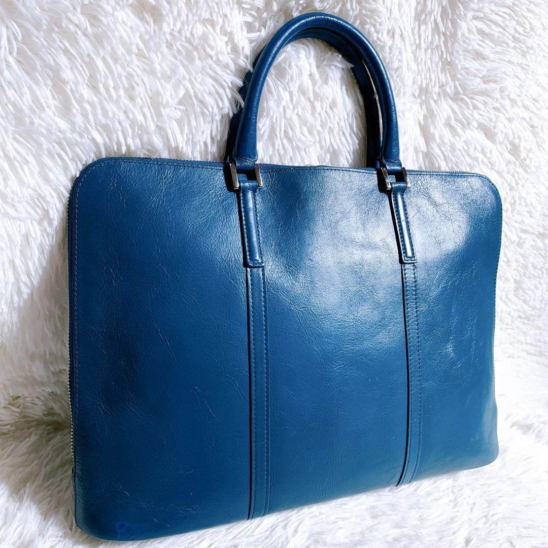 【美品】ビジネスレザーファクトリー 本革 スリム ビジネスバッグ A4収納