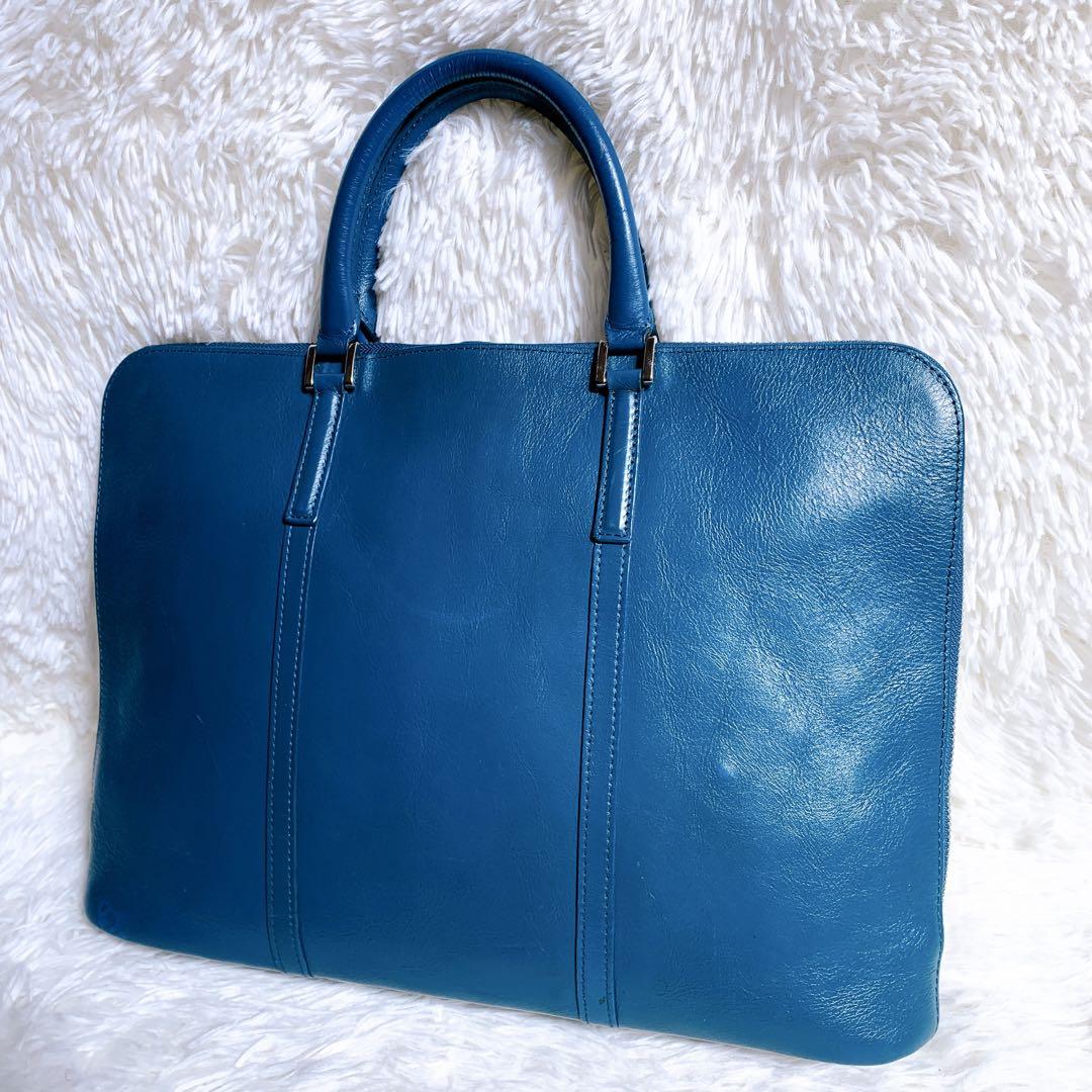 【美品】ビジネスレザーファクトリー 本革 スリム ビジネスバッグ A4収納