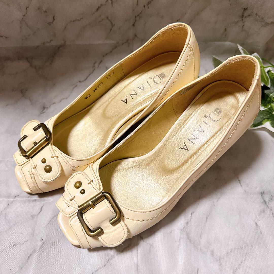 【お値下げ可能】DIANA　パンプス　オフホワイト　22.5 DIANA ダイアナ オフホワイト 21.5㎝ オープントゥパンプス