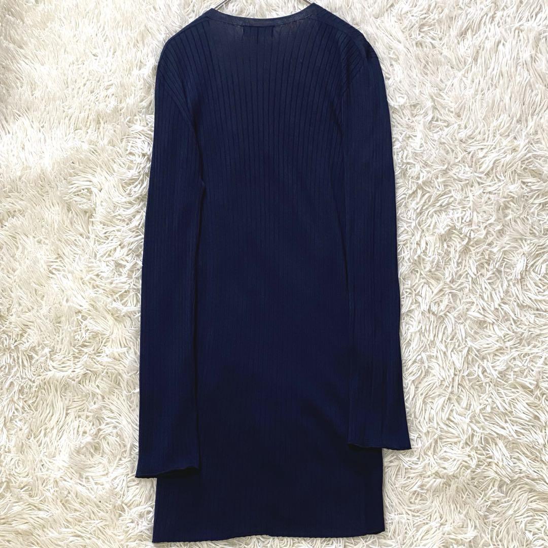美品•現行✨】セオリー ロングリブカーディガン 薄手 ネイビー S