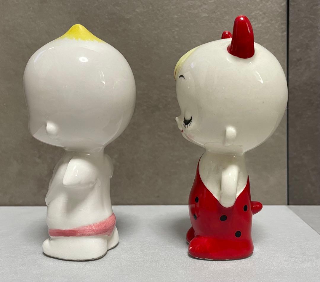 内藤ルネ RUNE 陶器置物 2体セット天使と悪魔 昭和レトロポップ
