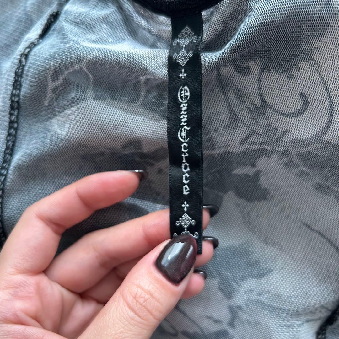 OzzCroce シアー チャイナ柄コルセット風シアーホルターネックキャミ OzzCroce シアー チャイナ柄コルセット風シアーホルターネックキャミ